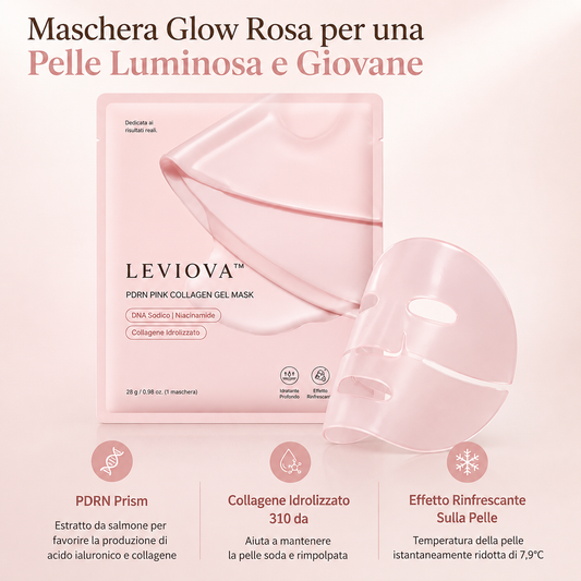 LEVIOVA™- Maschera Jelly Idratante al Collagene Rosa con PDRN