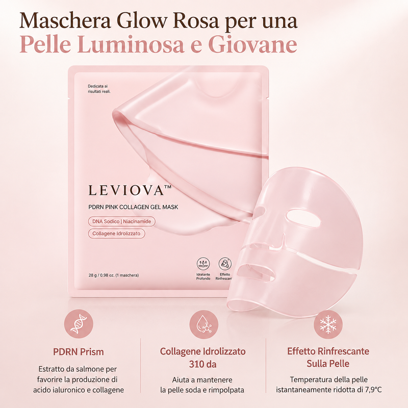 LEVIOVA™- Maschera Jelly Idratante al Collagene Rosa con PDRN